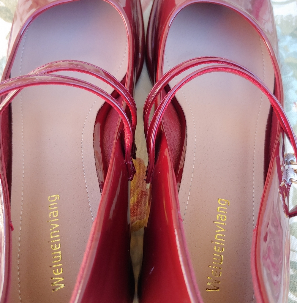 Women's Patent Burgundy Mary Jane Shoes with Block Heels size US 10 Euro 41 - Picture 13 of 17